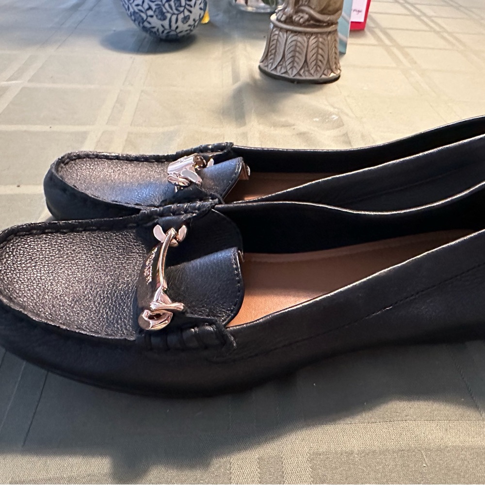 Genuine Size 8 Black Leather Coach Loafers—Worn once!